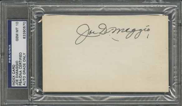 Joe DiMaggio Signed 3x5 Index Card (PSA/DNA Gem Mint 10)